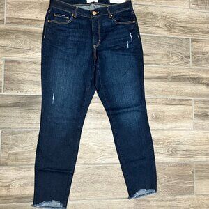Loft | Dark Wash Curvy Skinny Raw Hem Jeans